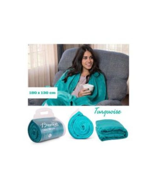 Mintra Warming Microfiber Solid Soft light weight Blanket - Turquoise 130×180 Cm