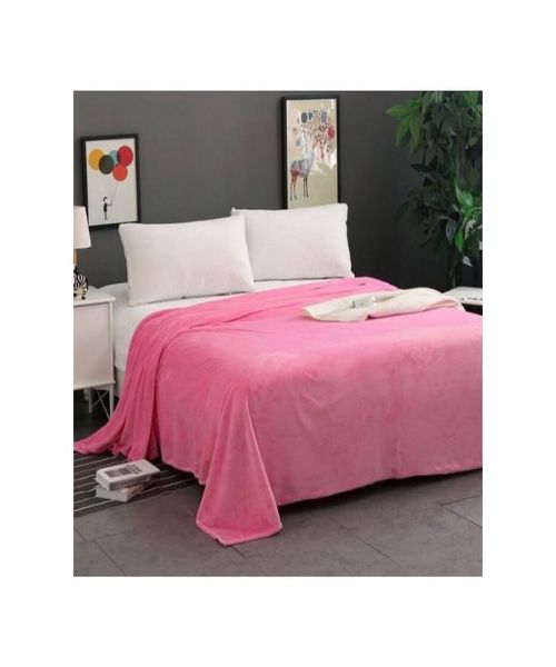 Mintra Solid Microfiber Bed Blanket - Light Pink 220 ×180 Cm