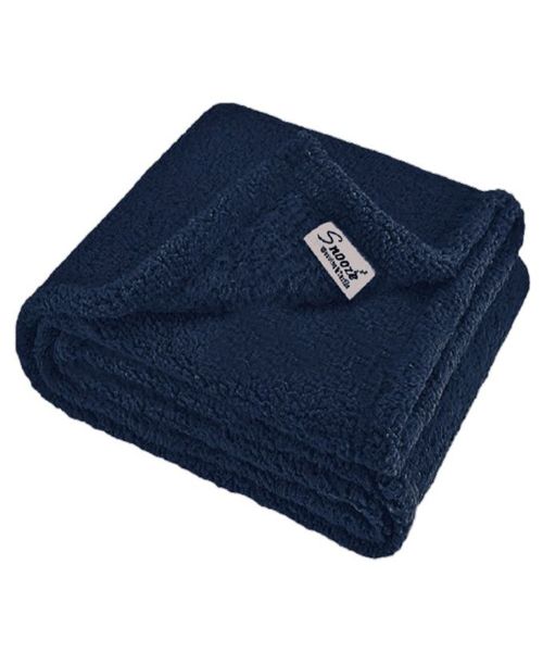Snooze Warming Faux Fur Solid Soft Blanket -Navy 220X240 Cm