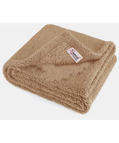 Snooze Warming Fleece Solid Soft Blanket -Beige 220X240 Cm