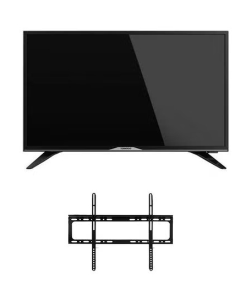 Tornado 32 Inch LED HD Built in Receiver Standard Tv With Flat Panel Wall Mount Bracket - Black 32Er9300E