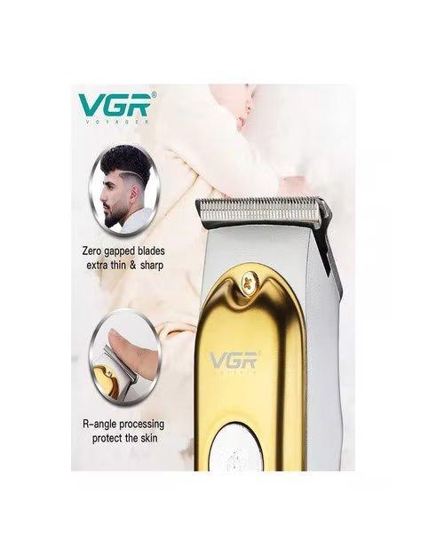 VGR Hair Trimmer Dry Electric Battery V-290 3 Blades - Gold