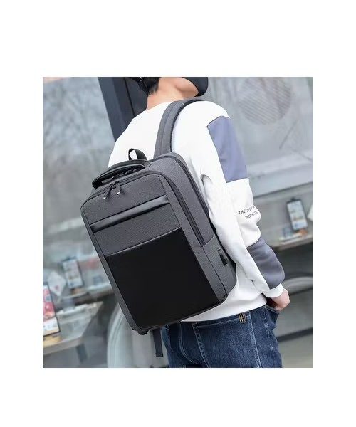  Laptop Backpacks Daypacks Polyester Convenient And Practical USB Charging For Unisex - Grey