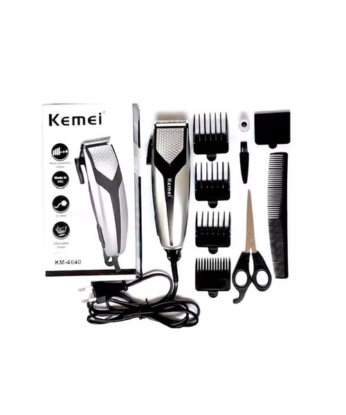 ماكينة حلاقة شعر كهربائية للرجال من كيمي - رمادي وأسود KM-4640
