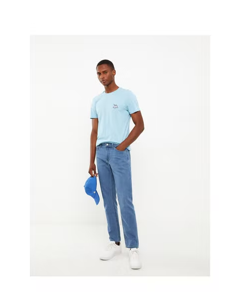 LC Waikiki Slim Fit Medium Waist Jeans For Men - Light Blue
