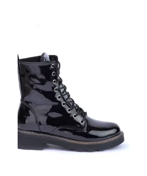 Glossy on sale combat boots