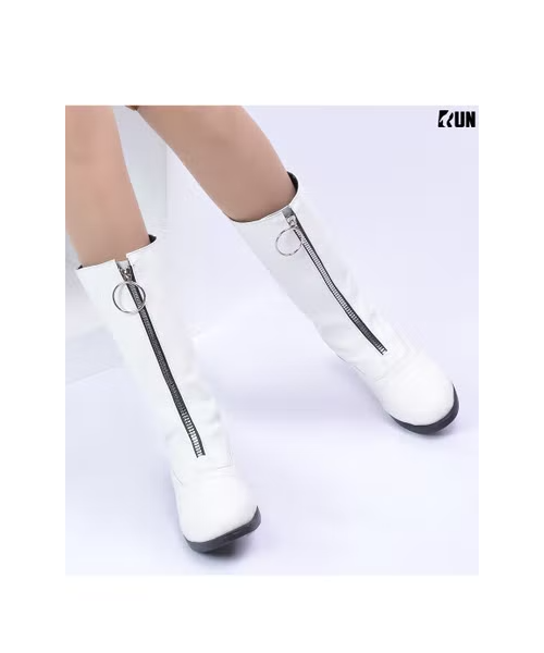 White leather mid cheap calf boots