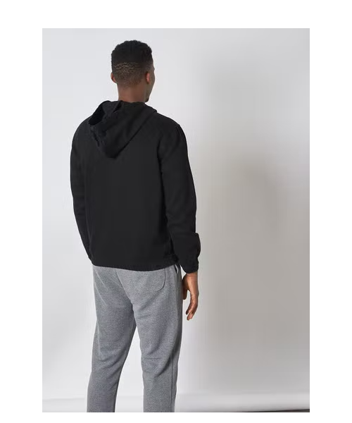 Trendyol Hoody Long Sleeve Casual Pocket Zip Up Mid Length Jacket For Men - Black