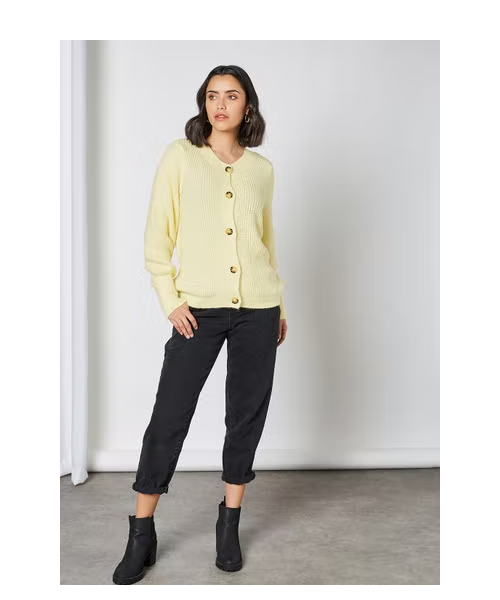 Yellow button up discount cardigan