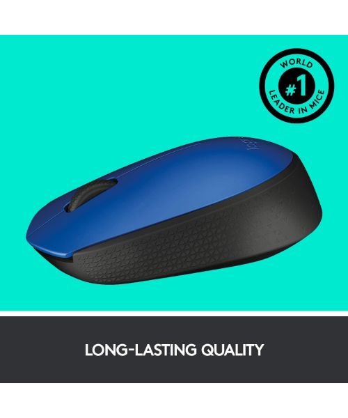 Logitech M171 Wireless Mouse ‎910-004640 Wireless Optical Mouse Multi Use 2.4 Ghz With Usb Mini Receiver - Blue