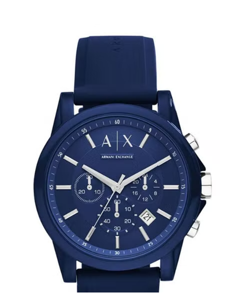 Armani Exchange AX1327 Silicone Chronograph Round 44 mm Casual Watch For  Men - Blue