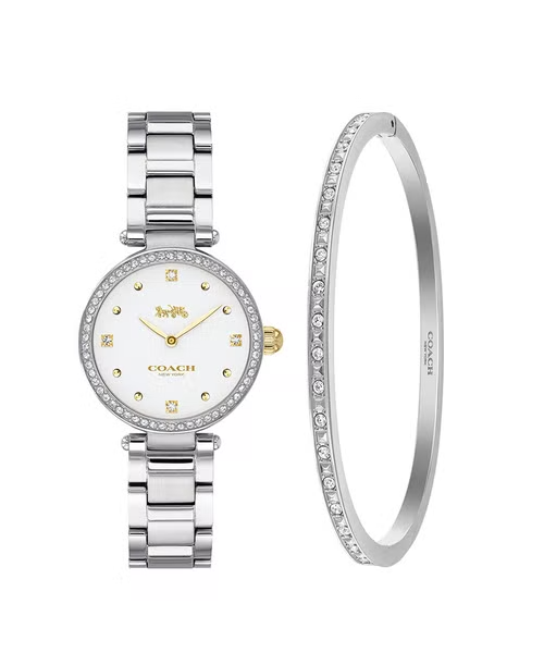 Set of 2 Coach 14000062 Stainless Steel Round 26 mm Hand Watch And Bracelet  for Women -