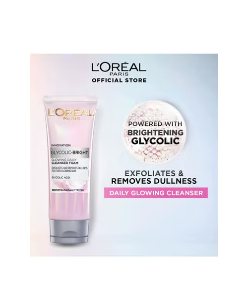 LOreal Paris Glycolic Bright Glowing Daily Cleanser Foam For Women - 100ML