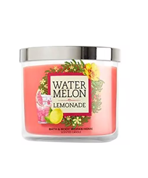 Bath & Body Works Watermelon And Lemon 3 Wick Candle - Pink