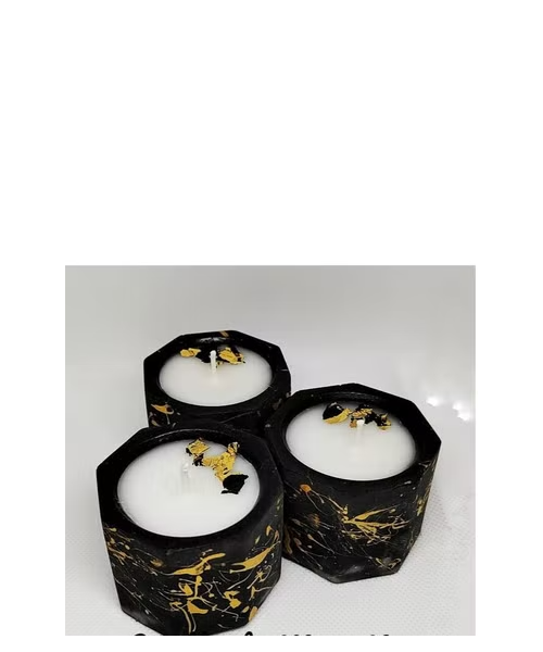 Lavender Scented Set Of 3 Pieces Candle Inside A Decorative Vase - Black