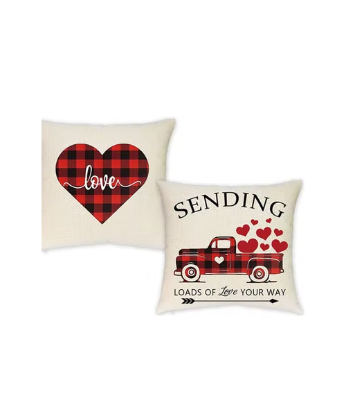 Decalac Valentines Day Printed Set Of 2 Pillow Covers - Off White 40X40 Inch
