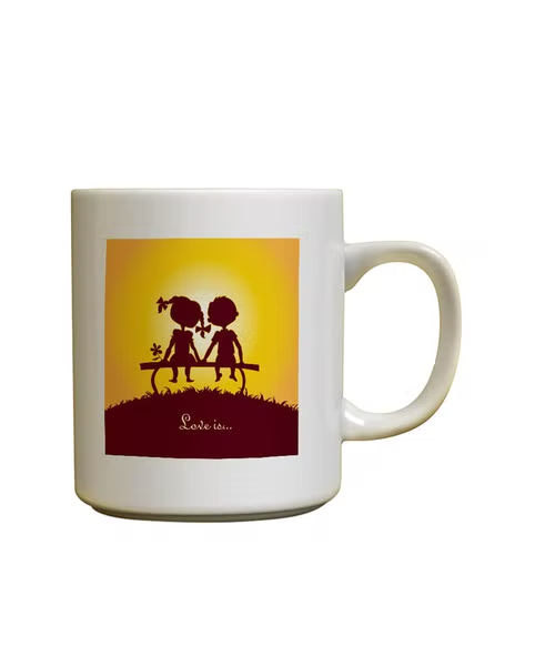 Love Sunset Printed Ceramic Coffee Mug - Off White