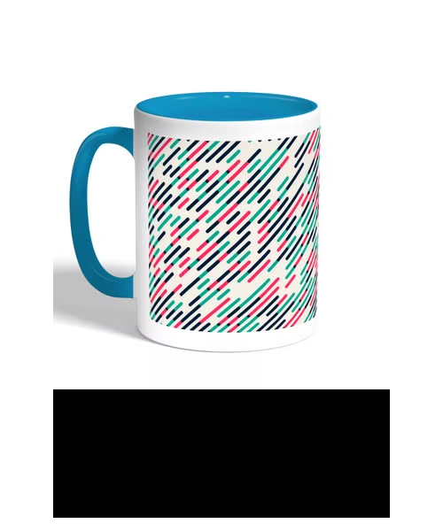 
مج قهوة مطبوع بخطوط مائلة متقطعة - متعدد الألوان