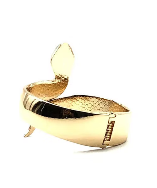 Fluffy Snake Bold Line Metal Plated Bracelet For Women - Gold
