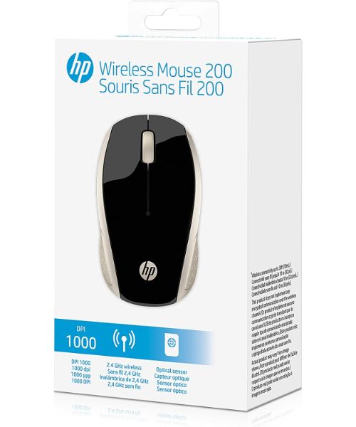 Hp 200 Wireless Mouse ‎2Hu83Aa#Abb Wireless Optical Mouse Multi Use 2.4G Wireless - Black Gold