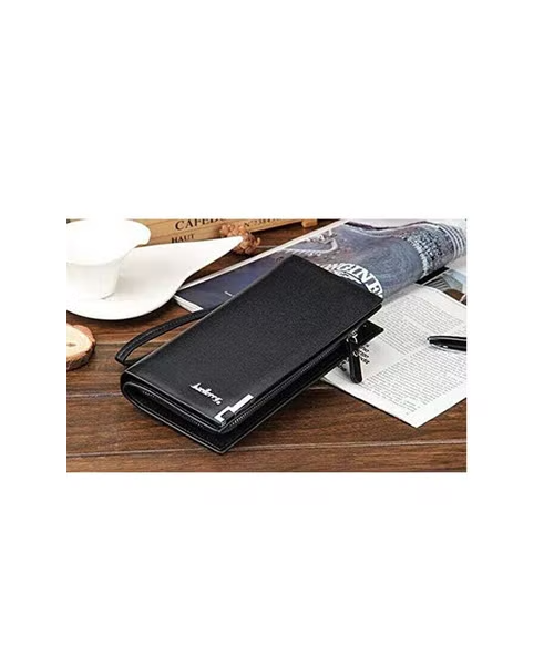 Baellerry Leather Solid Zip Up Wallet For Men - Black 12X10X3 Cm