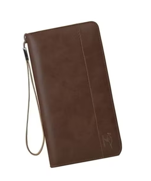 Unisex Casual Solid Zip Up Leather Handbag - Brown 12X11X3 Cm