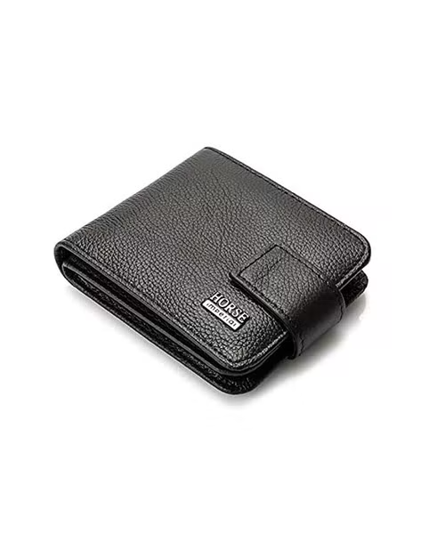 Imperial Horse Pockets Casual Leather Capsule Wallet For Men - Black 11X9 Cm