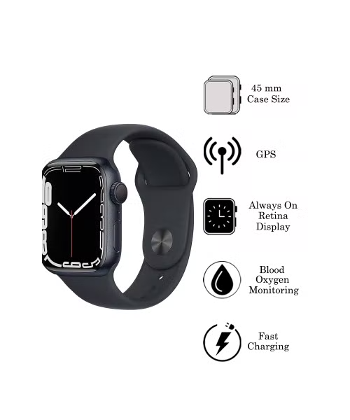 Apple Smart Watch Series 7 GPS 45mm Midnight Aluminium Case With