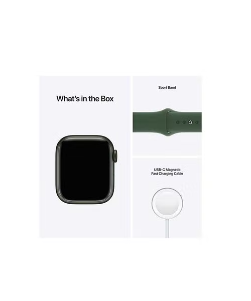 ساعة ذكية الجيل السابع جي بي إس - ٤٥ ملم - هيكل من الألمنيوم مع حزام رياضي من  أبل - أخضر