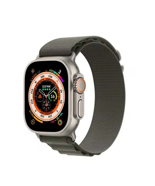 Apple Smart Watch Ultra GPS Cellular 49mm Titanium Case With Alpine Loop - Medium Green