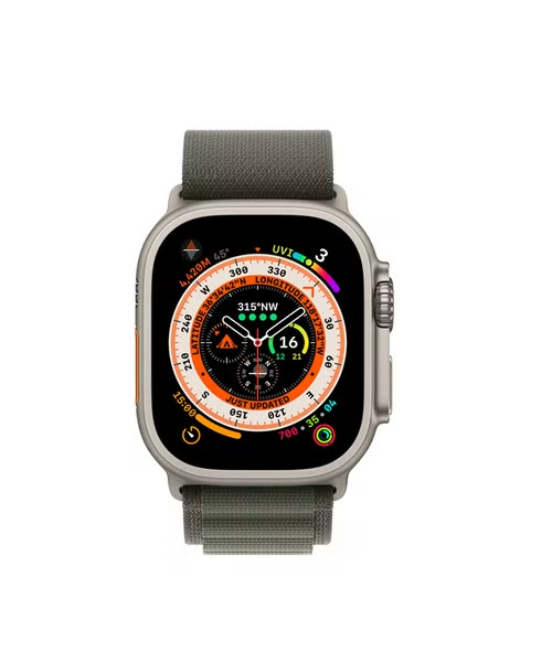 Apple Smart Watch Ultra GPS Cellular 49mm Titanium Case With Alpine Loop - Medium Green