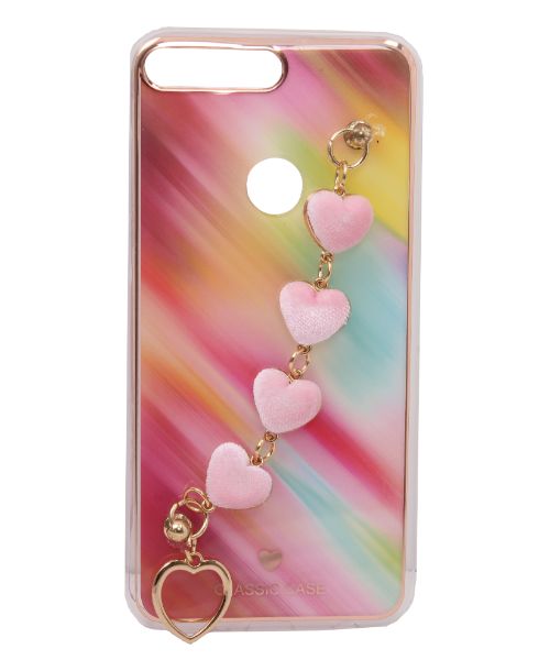 My Choice Sparkle Love Hearts Cover with Strap Back Mobile Cover For Huawei Y7 2018 - Multi Color