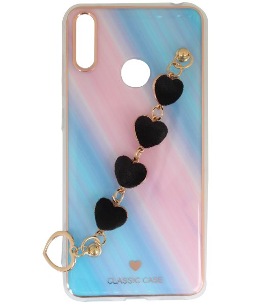 My Choice Sparkle Love Hearts Cover with Strap Back Mobile Cover For Huawei Y7 2019 - Multi Color
