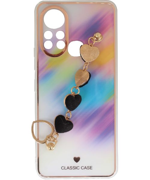 My Choice Sparkle Love Hearts Cover with Strap Back Mobile Cover For Infinix Hot 11S - Multi Color