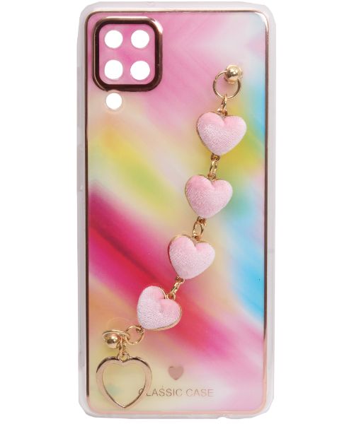 My Choice Sparkle Love Hearts Cover with Strap Back Mobile Cover For Samsung Galaxy A12 5G - Multi Color