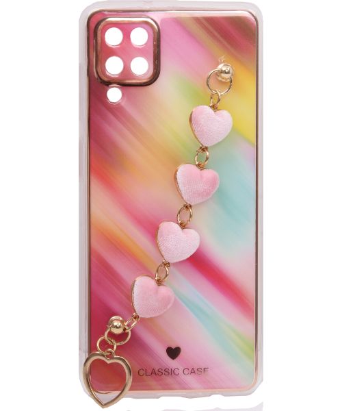 My Choice Sparkle Love Hearts Cover with Strap Back Mobile Cover For Samsung Galaxy A12 5G - Multi Color