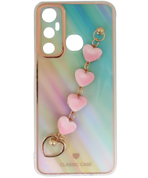 My Choice Sparkle Love Hearts Cover with Strap Back Mobile Cover For Infinix Hot 11 - Multi Color