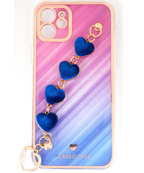 My Choice Sparkle Love Hearts Cover with Strap Back Mobile Cover For Apple iPhone 12 - Multi Color