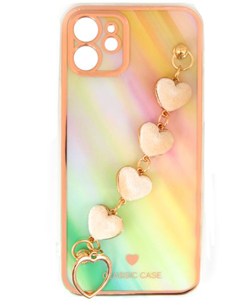 My Choice Sparkle Love Hearts Cover with Strap Back Mobile Cover For Apple iPhone 12 - Multi Color