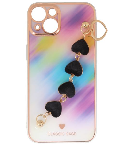 My Choice Sparkle Love Hearts Cover with Strap Back Mobile Cover For Apple iPhone 13 - Multi Color