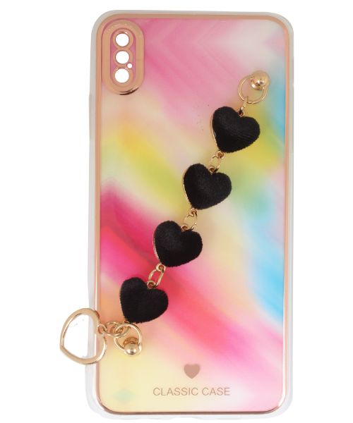 My Choice Sparkle Love Hearts Cover with Strap Back Mobile Cover For Apple iPhone Xs Max - Multi Color