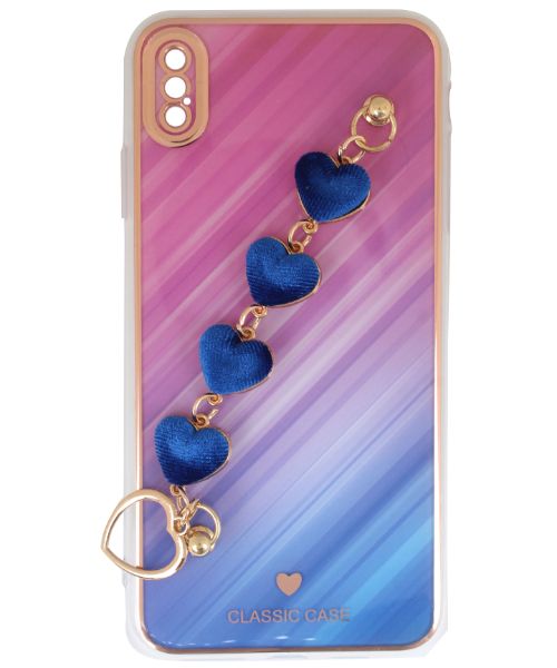 My Choice Sparkle Love Hearts Cover with Strap Back Mobile Cover For Apple iPhone Xs Max - Multi Color