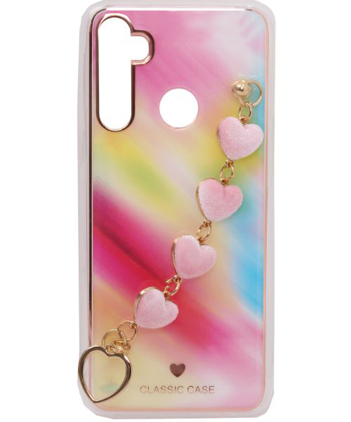 My Choice Sparkle Love Hearts Cover with Strap Back Mobile Cover For Realme 5 - Multi Color