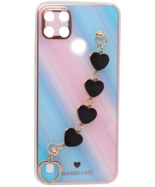 My Choice Sparkle Love Hearts Cover with Strap Back Mobile Cover For Realme C21Y - Multi Color