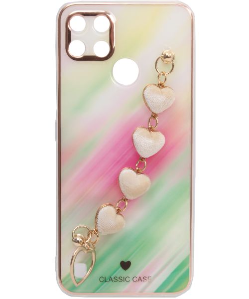 My Choice Sparkle Love Hearts Cover with Strap Back Mobile Cover For Realme C21Y - Multi Color