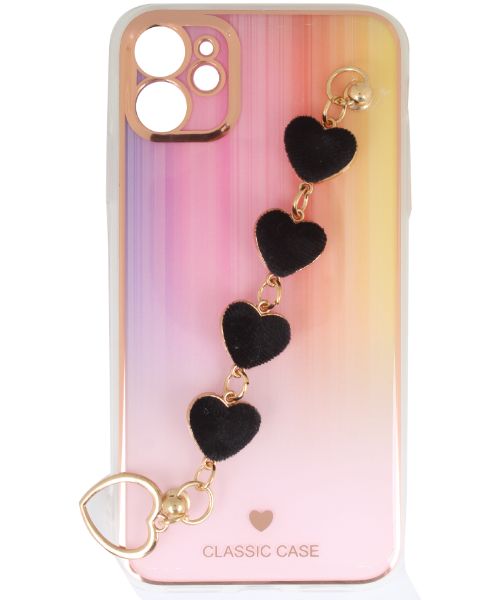 My Choice Sparkle Love Hearts Cover with Strap Back Mobile Cover For Apple iPhone 11 - Multi Color