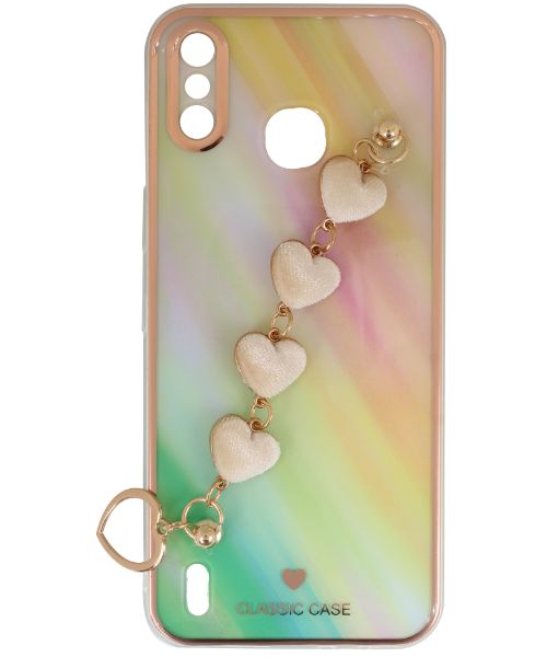 My Choice Sparkle Love Hearts Cover with Strap Back Mobile Cover For Infinix X653 Smart 4 - Multi Color
