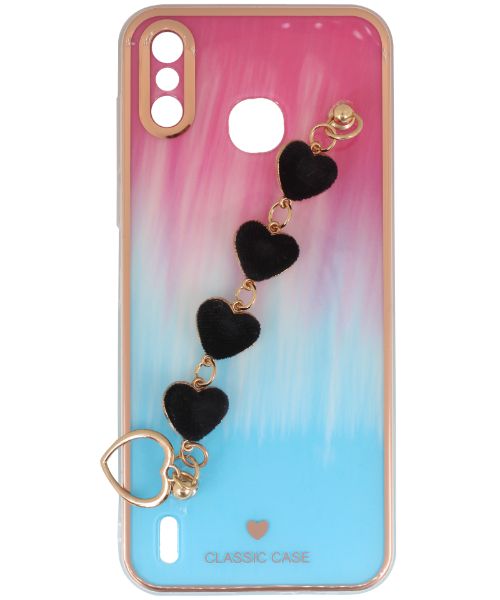 My Choice Sparkle Love Hearts Cover with Strap Back Mobile Cover For Infinix X653 Smart 4 - Multi Color