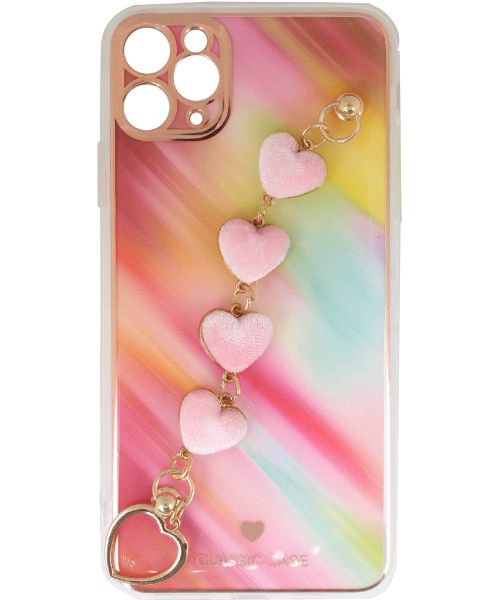 My Choice Sparkle Love Hearts Cover with Strap Back Mobile Cover For Apple iPhone 11 Pro Max - Multi Color