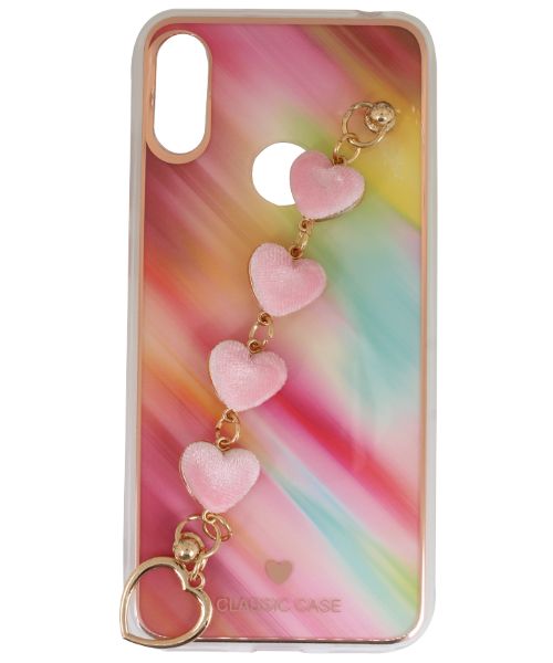 My Choice Sparkle Love Hearts Cover with Strap Back Mobile Cover For Huawei Y6 2019 - Multi Color